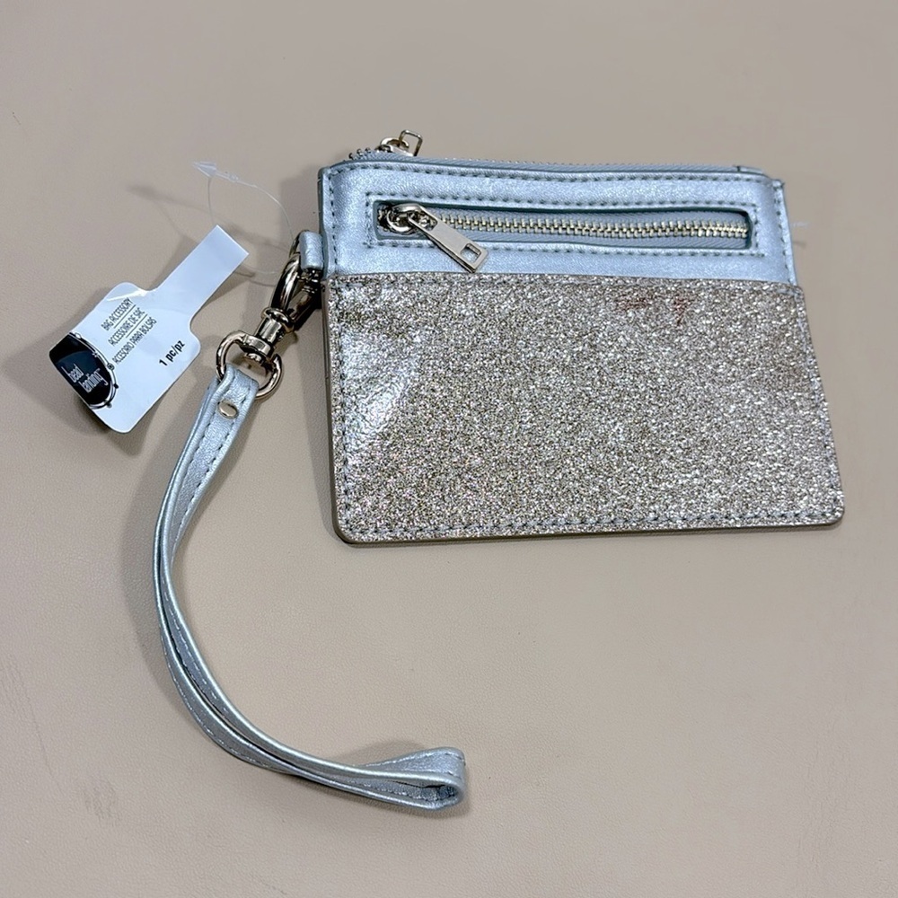 NWT Bead landing small silver and gold glitter wristlet​​​​​​